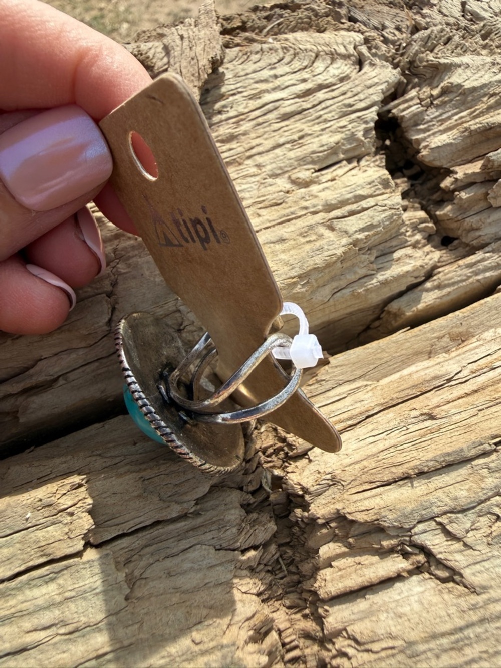 Tipi Turquoise Statement Ring in Blue-Green - Picture 2 of 3